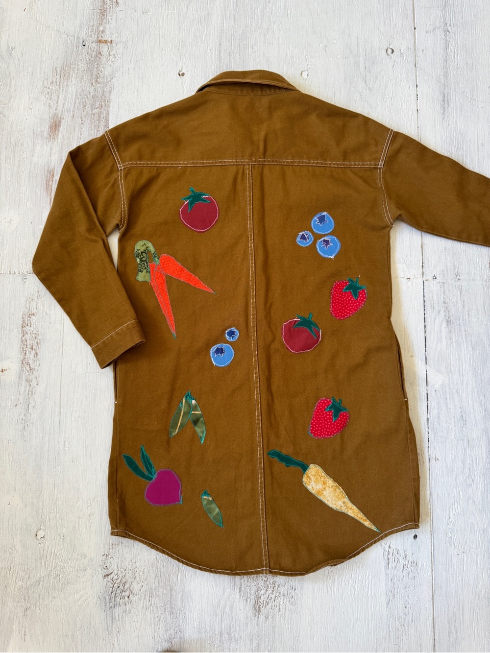 Handmade Appliqué Workwear garden Jacket | One-of-a-Kind Wearable Art - Picture 4 of 6